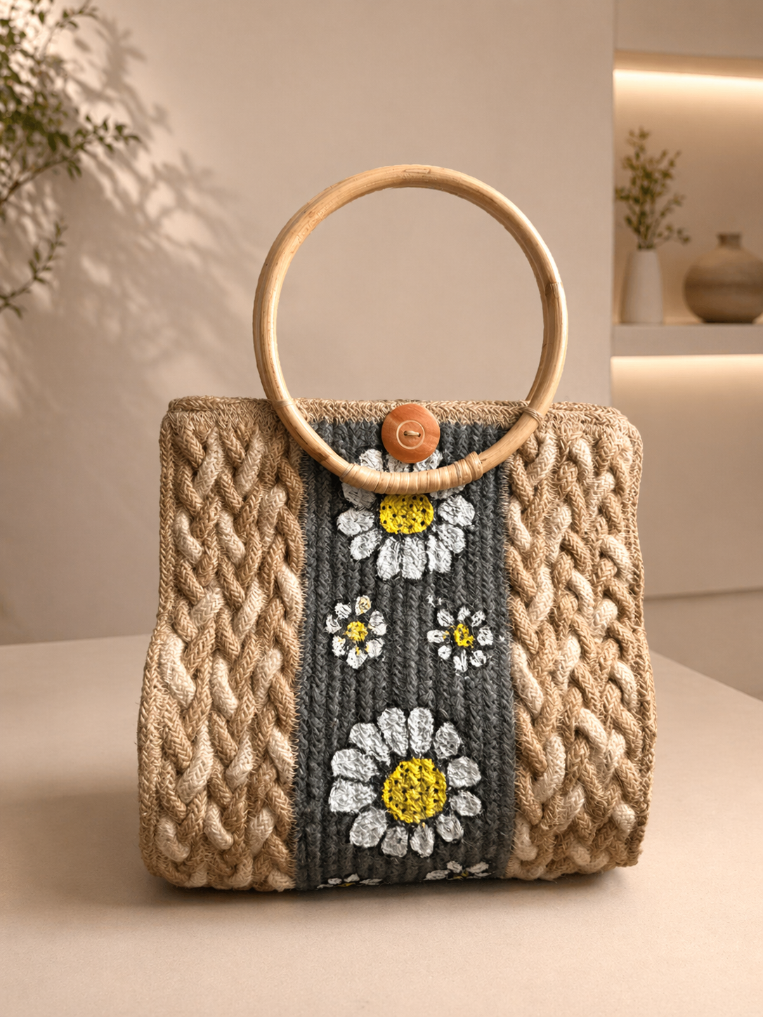 Handcrafted Daisy Woven Bag