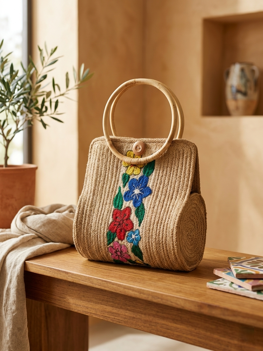 Handcrafted Floral Woven Bag