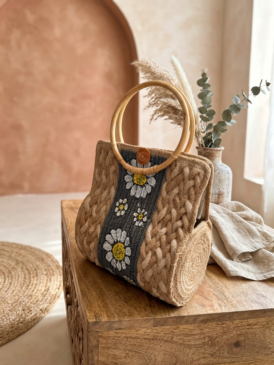 Handcrafted Daisy Woven Bag