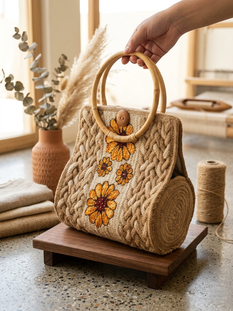 Handcrafted Floral Woven Bag