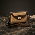 Handwoven Rattan & Leather Crossbody Bag – Elegant Natural Style